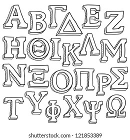Doodle style Greek Alphabet useful for sorority   fraternity emblems   design projects   Vector format 