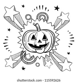 Doodle style Halloween excitement Jack o Lantern illustration in vector format.