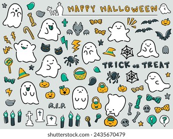 doodle style Halloween illustration material