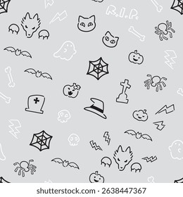doodle style Halloween illustration pattern