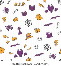 doodle style Halloween illustration pattern