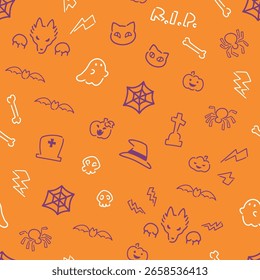 estilo doodle patrón de ilustración de Halloween