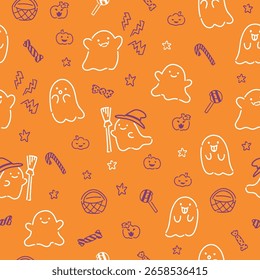 estilo doodle patrón de ilustración de Halloween