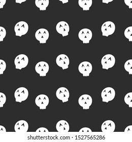Doodle style halloween skull, black and white halloween background