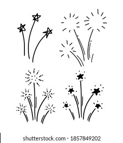 Handzeichnung im Doodle-Stil. Salute, Feuerwerk. einzelne Vektorgrafik.