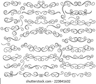 Doodle Style Hand Drawn Vector Flourishes and Frame with Heart