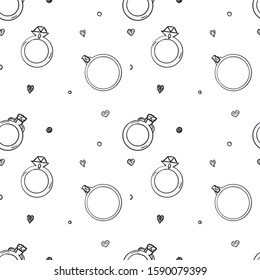 Doodle style handdrawn pattern with rings on white background. Good for paper, invitation, card