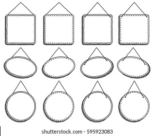 Doodle Style Hanging Signs or Frames in Vector Format