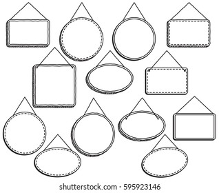 Doodle Style Hanging Signs or Frames in Vector Format