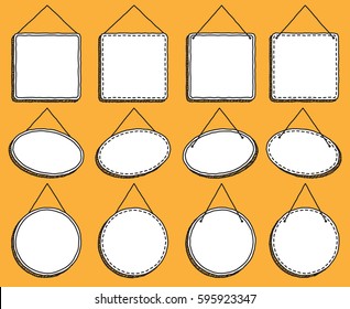 Doodle Style Hanging Signs or Frames in Vector Format