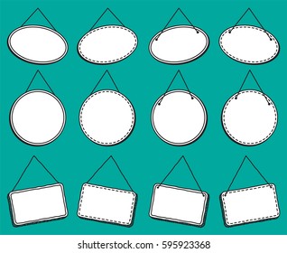 Doodle Style Hanging Signs or Frames in Vector Format