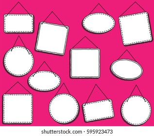 Doodle Style Hanging Signs or Frames in Vector Format