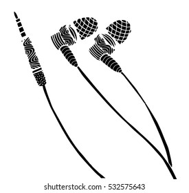 Doodle style headphones vector illustration, hand drawing