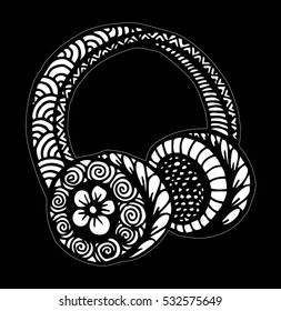 Doodle style headphones vector illustration, hand drawing