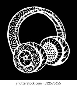 Doodle style headphones vector illustration, hand drawing