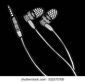 Doodle style headphones vector illustration, hand drawing