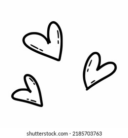 Doodle style heart. Postcard decor element. Contour illustration. Sketch by hand.