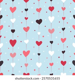 Doodle style hearts seamless pattern. Valentine's Day cute background for textile, wallpaper, nursery, banners