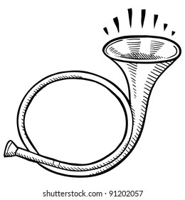 Doodle Style Herald's Horn Or Bugle Illustration In Vector Format Suitable For Web, Print, Or Advertising Use.