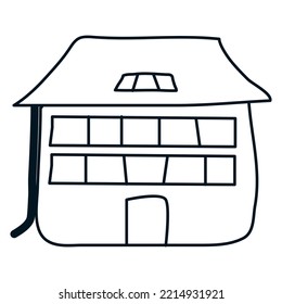 Haus im Doodle-Stil. Vektorgrafik von handgezeichnet