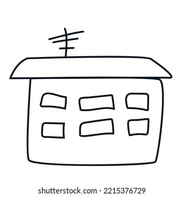 Doodle style house. Vector illustration of hand-drawn
