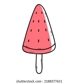 Doodle style ice cream. Vector illustration. Summer sticker.