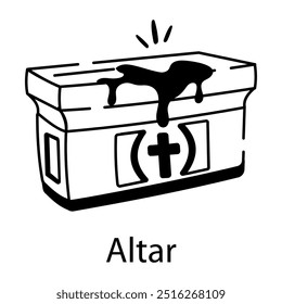 A doodle style icon of altar table 