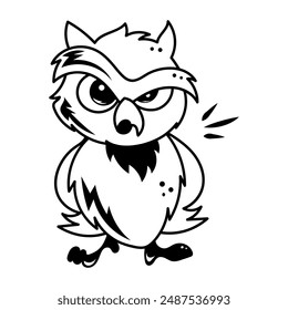 Doodle style icon of angry owl 