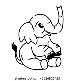 Doodle style icon of baby pachyderm 