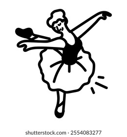 A doodle style icon of ballerina practice 

