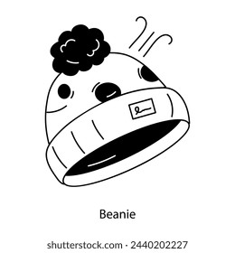 A doodle style icon of beanie 