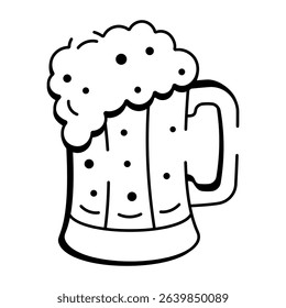 A doodle style icon of beer mug
