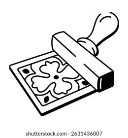 A doodle style icon of block printing
