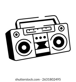 A doodle style icon of boombox radio


