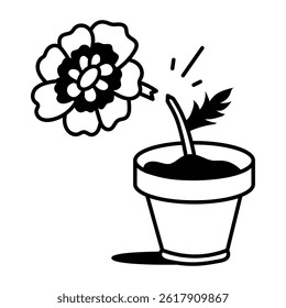 A doodle style icon of a broken flower 

