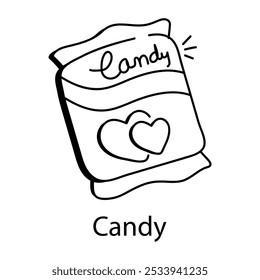 Doodle style icon of candy packaging 

