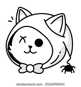 A doodle style icon of a cat costume 

