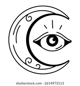 A doodle style icon of celestial eye tattoo
