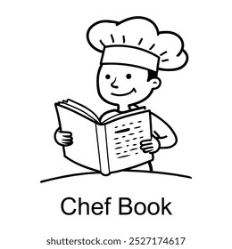 Un icono de estilo doodle de un libro de chef 