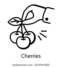 Icono de estilo Doodle de cerezas 