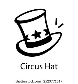Doodle style icon of circus hat 