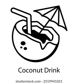 A doodle style icon of coconut drink 