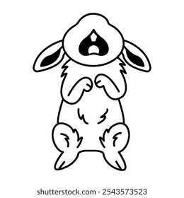 Icono de estilo Doodle de conejo llorando 