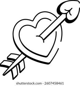A doodle style icon of cupid heart 
