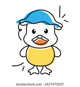 A doodle style icon of a cute little duck
