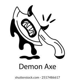Un icono de estilo doodle de hacha demoníaca 
