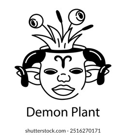 Um ícone estilo doodle de planta demônio 