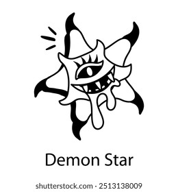 Um ícone estilo doodle de estrela demônio 