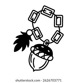 A doodle style icon depicting acorn bracelet 