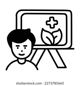 A doodle style icon depicting a biology class student 